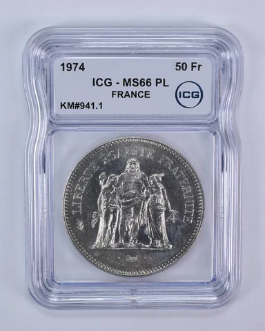 1974 France 50 Francs KM#941.1 MS66 PL ICG