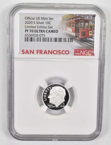 2020-S PF70 UCAM Roosevelt Dime NGC San Fran Lbl Limited Edition
