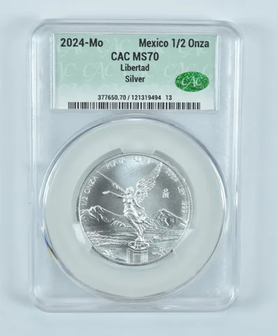2024 Mo Mexico 1/2 Onza Silver Libertad MS70 CAC CACg