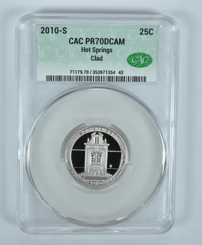 2010-S Washington Quarter Hot Springs CLAD ATB PR70 DCAM CAC CACg