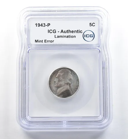 1943-P Jefferson Nickel Mint Error Lamination Authentic ICG *3572
