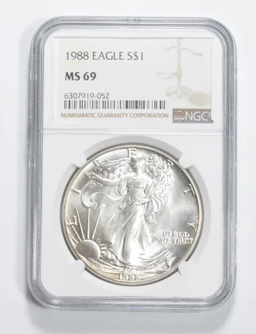 1988 American Silver Eagle MS69 NGC Brown Label
