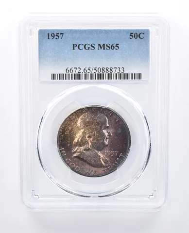 1957 Franklin Half Dollar MS65 PCGS Purple Tone *8110