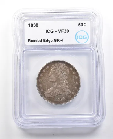 1838 Capped Bust Half Dollar Reeded Edge GR-4 VF30 ICG *3100