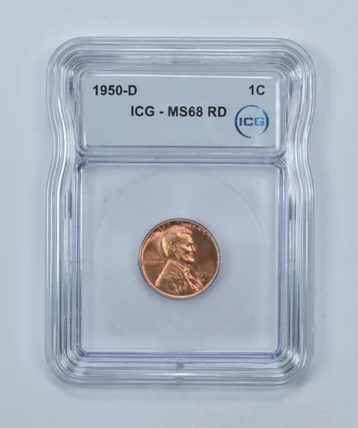 1950-D Lincoln Wheat Cent MS68 RD ICG a6683