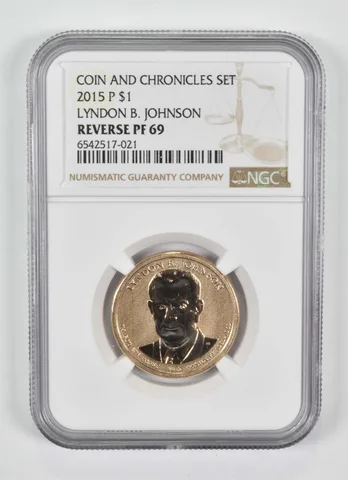 2015-P Presidential $1 Lyndon B Johnson Coin & Chronicles Reverse PF69 NGC