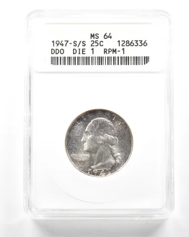 1947-S/S Washington Quarter DDO Die 1 RPM-1 MS64 ANACS *2053