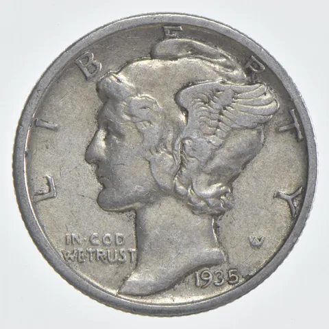 1935 (P) Mercury Dime 90% Silver AU Almost Unc