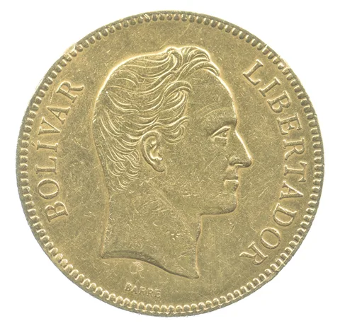 1887 GOLD VENEZUELA 100 BOLIVARES SIMON BOLIVAR COIN BETTER DATE *5077