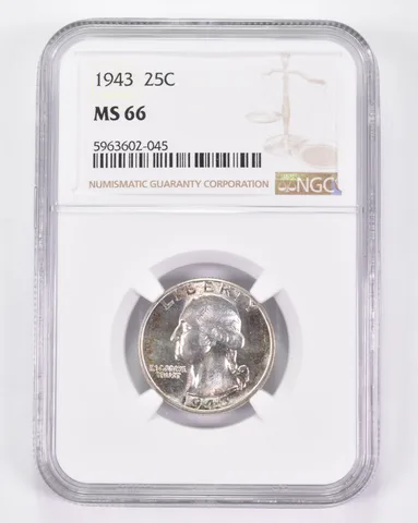 MS66 1943 Washington Quarter - Graded NGC a8950