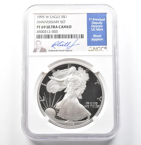 1995-W American Silver Eagle Anniversary Set Rhett Jeppson PF69 UCAM NGC *0052