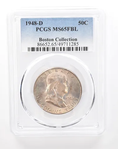 1948-D Franklin Half Dollar Boston Collection MS65 FBL PCGS Nice Tone a2842