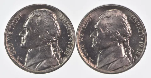 (Set) 1988 P+D Jefferson Nickel Unc Bundle