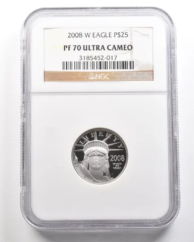 2008-W $25 American Platinum Eagle 1/4 Oz 0.25 Oz Platinum PF70 UCAM NGC *6464