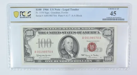 1966 $100 Legal Tender Fr#1550 Choice XF 45 PCGS a5972