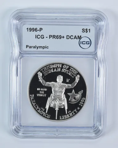 1996-P Paralympics Commemorative Silver Dollar PR69+ DCAM ICG