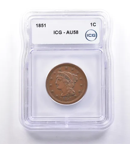 1851 Braided Hair Large Cent AU58 ICG *9211
