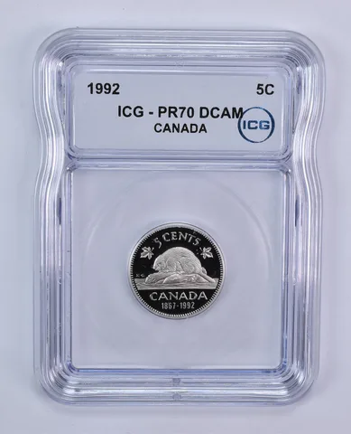 1992 Canada 5 Cents Beaver PR70 DCAM ICG