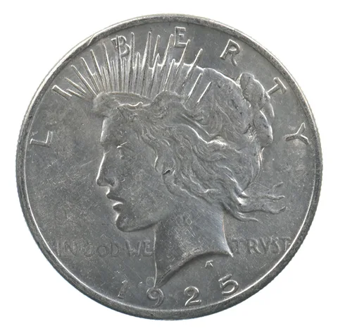Early - 1925 Peace Silver Dollar - 90% US Coin *485