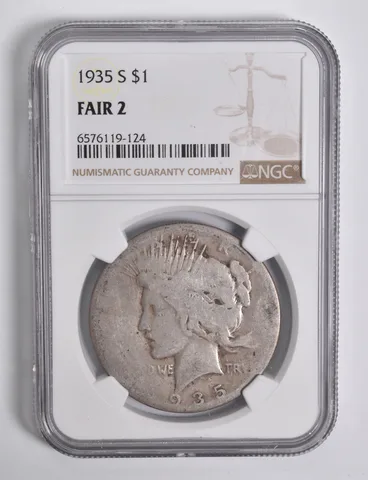 FAIR 2 1935-S Peace Silver Dollar NGC Low Ball Lowball Pocket Piece a4672