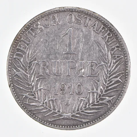 Better Date - 1910 German East Africa 1 Rupee World Coin- Silver *471