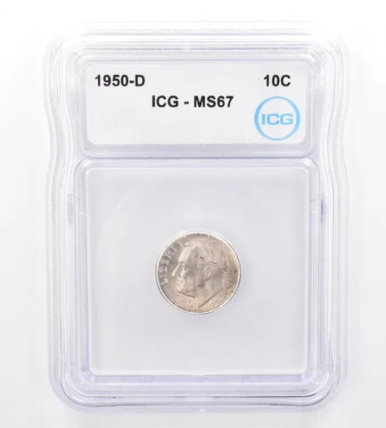 1950-D Roosevelt Dime MS67 ICG Beautiful Tone Reverse *7381