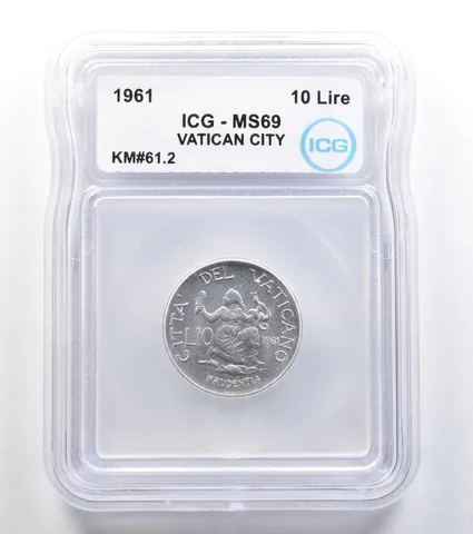 1961 Vatican City 10 Lire KM#61.2 MS69 ICG *7825