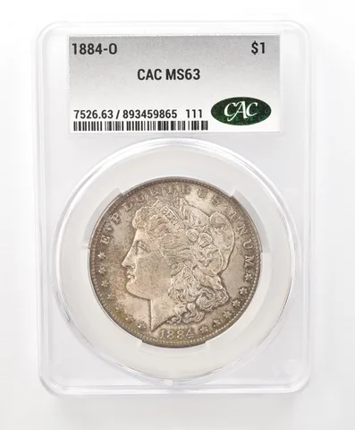 1884-O Morgan Silver Dollar MS63 CAC CACg Beautiful Tone *6608