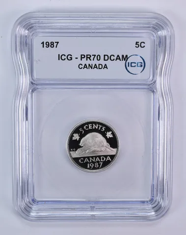 1987 Canada 5 Cents Beaver PR70 DCAM ICG