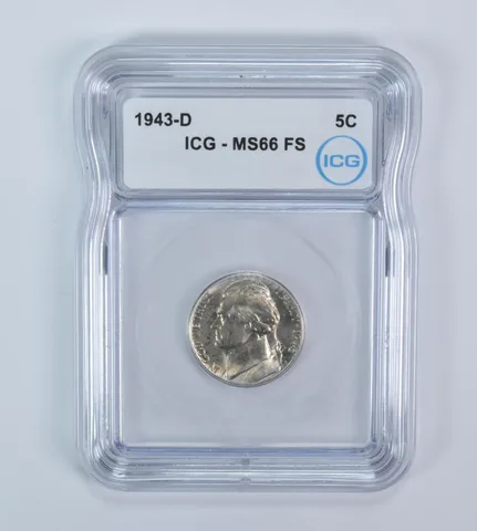 1943-D Jefferson Nickel MS66 FS ICG WTN War Silver