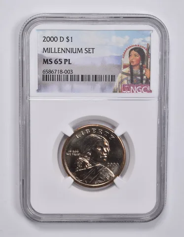 2000-D Sacagawea $1 Millennium Set MS65 PL NGC Special Lbl