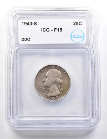 1943-S Washington Quarter DDO F15 ICG *3652
