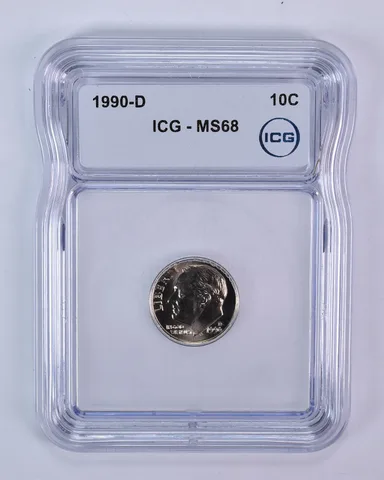 1990-D Roosevelt Dime MS68 ICG