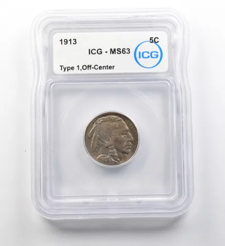 1913 Indian Head Buffalo Nickel Type 1 Off-Center MS63 ICG ERROR *8188