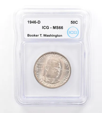 1946-D Booker T Washington Commemorative Half Dollar MS66 ICG Nice Tone *1655