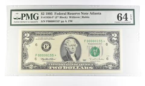 1995 $2 Atlanta GA FRN Fr#1936-F* Star Error Gem Unc 64 EPQ PMG Low Serial *5467