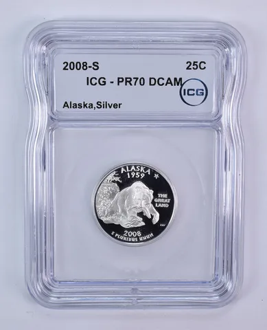 2008-S Washington State Quarter Alaska Silver PR70 DCAM ICG