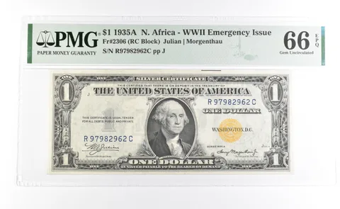 PMG 66 Unc EPQ 1935 A $1 North Africa WWII Emergency Issue Fr#2306 a1112