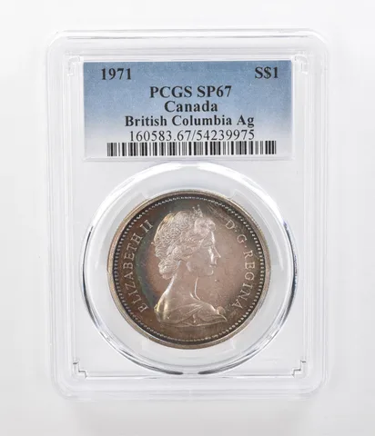 1971 Canada 1 Dollar Silver British Columbia SP67 PCGS Beautiful Tone *1223