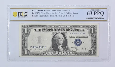 1935 D $1 Silver Certificate Narrow Fr#1613N Choice Unc 63 PPQ PCGS