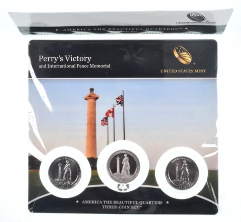 2013 Perry's Victory National Park PDS Proof ATB 3 Quarter Coin Set Unc BU