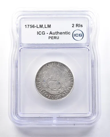 1756 LM LM Peru 2 Reales Authentic ICG *3927
