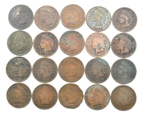 Lot 20 1800's 1890-1899 Indian Head Penny Cents US Coin Collection 2/5 Roll *483