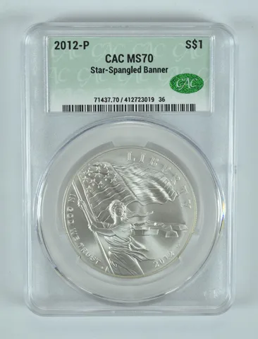 2012-P Star-Spangled Banner Commemorative Silver Dollar MS70 CAC CACg