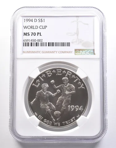1994-D World Cup Soccer Commemorative Silver Dollar MS70 PL NGC Proof Like