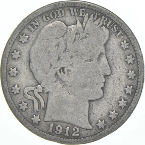 1912-D Barber Half Dollar Average Circ 90% Silver