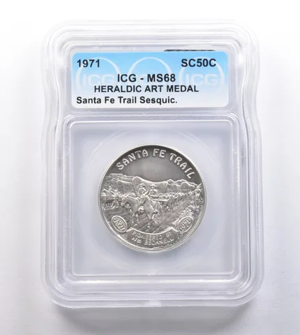 1971 So Called Half Dollar Santa Fe Trail Sesquicentennial MS68 ICG