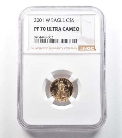 2001-W $5 American Gold Eagle 1/10 Oz Gold PF70 UCAM NGC