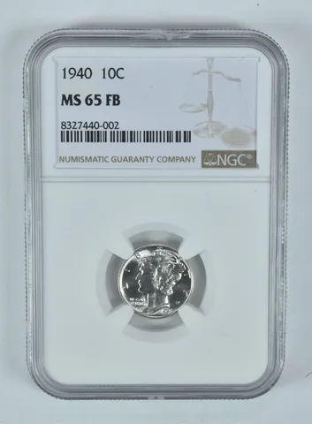 1940 Mercury Dime MS65 FB NGC Brown Label