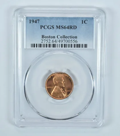 1947 Lincoln Wheat Cent Boston Collection MS64 RD PCGS Blue Label